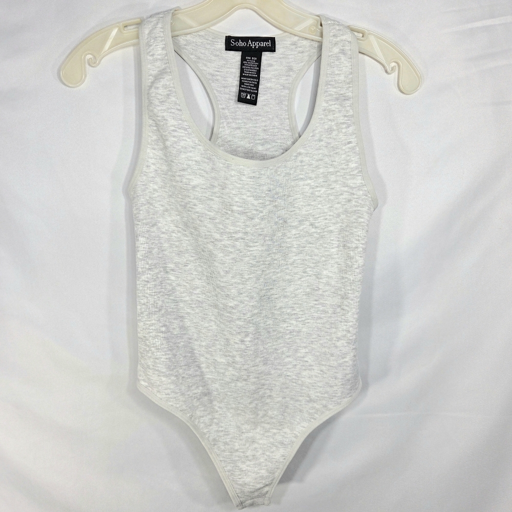 Soho Apparel NWOT Grey Ribbed One Piece Snap Crotch Sleeveless Body Suit OneSize